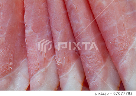 Spanish tasty meal sliced ham on table, nobody 67077792