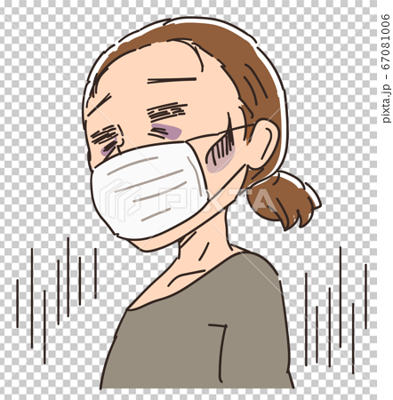 マスクを付けて疲れた表情をしている女性 自粛疲れのイラスト素材