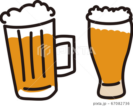 ビールの手描きイラストのイラスト素材