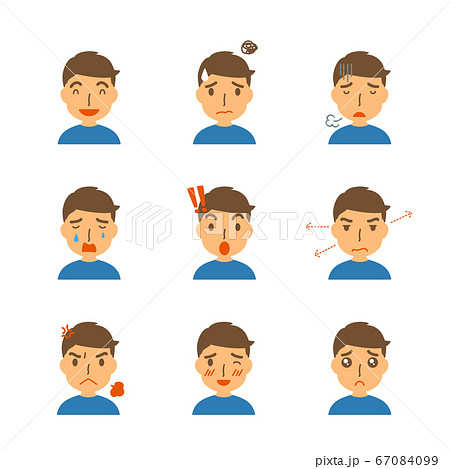 いろいろな表情の男性の顔 67084099