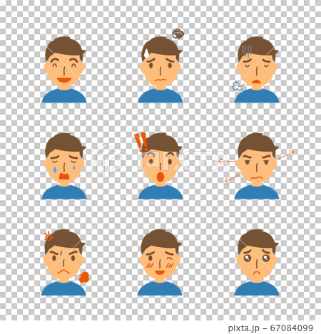 いろいろな表情の男性の顔 67084099