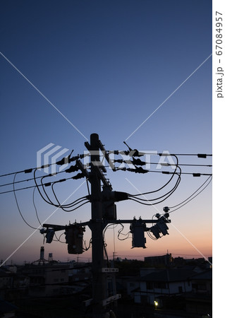 電柱のある夕景 電柱のある夕景 67084957