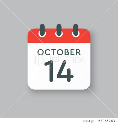 Calendar icon day 14 October, template icon date Calendar icon day 14 October, template icon date 67085283