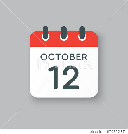 Calendar icon day 12 October, template icon date Calendar icon day 12 October, template icon date 67085287