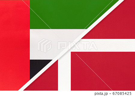United Arab Emirates or UAE and Denmark, symbol of flags United Arab Emirates or UAE and Denmark, symbol of flags 67085425