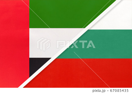 United Arab Emirates or UAE and Bulgaria, symbol flags 67085435