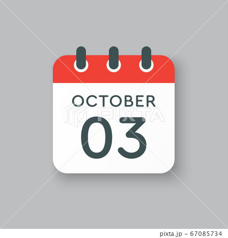 Calendar icon day 3 October, template icon date Calendar icon day 3 October, template icon date 67085734