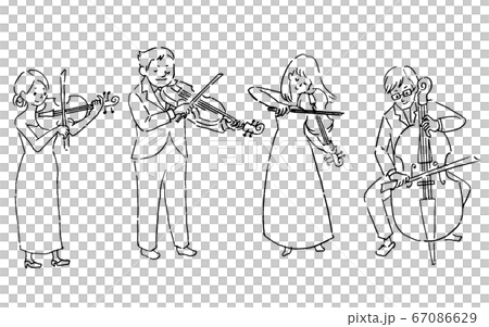 弦楽四重奏　カルテット（線画） 67086629