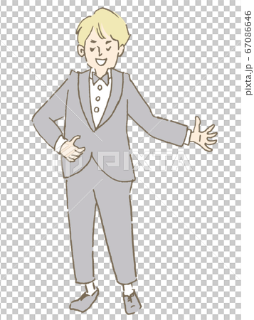 A man in formal wear singing with a smile 67086646