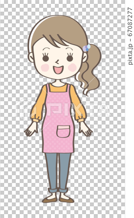 Person woman housewife apron figure whole body pose 1 67087277