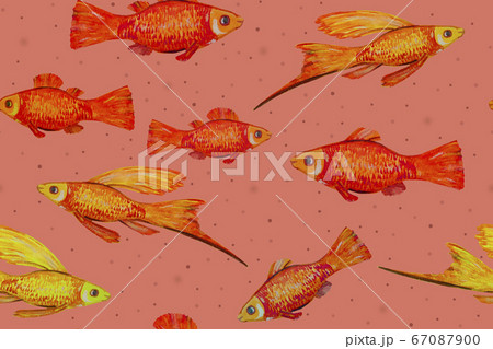 Seamless pattern with a flock of tropical fish Seamless pattern with a flock of tropical fish 67087900