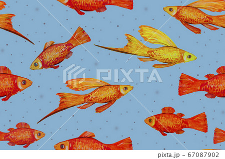 Seamless pattern with a flock of tropical fish Seamless pattern with a flock of tropical fish 67087902