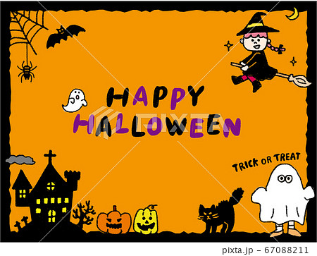 ハロウィンフレーム_オレンジ 67088211