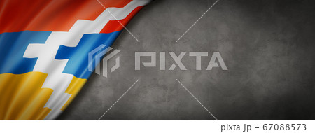 Nagorno-Karabakh flag on concrete wall banner 67088573