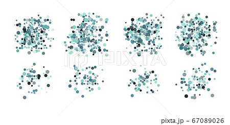 Set of colorful dotted round shapes, stains, circles, blobs isolated on white 67089026