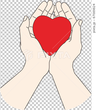 赤いハートを持つ女性の手 ボディパーツ のイラスト素材 6704