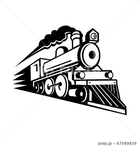 Steam Locomotive Speeding Forward Retro Mascot 67089839
