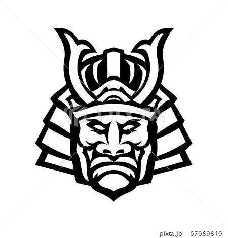 Head of Samurai Warrior Wearing Mengu or Mempo 67089840