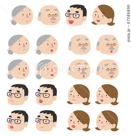 2世代夫婦、家族のいろいろな表情アイコンセット 67089890