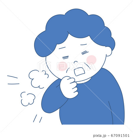 年配の女性 喘息 イラストのイラスト素材