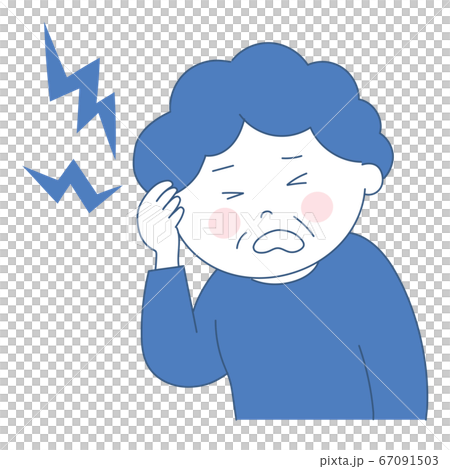 年配の女性 頭痛 イラストのイラスト素材