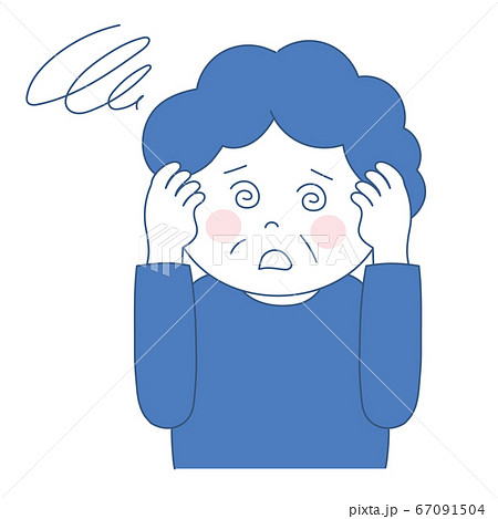 年配の女性 めまい イラストのイラスト素材