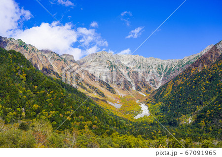 上高地　河童橋付近より穂高連峰を望む 67091965