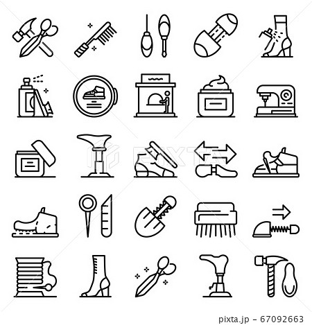 Shoe repair icons set, outline style 67092663