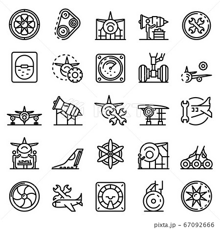 Aircraft repair icons set, outline style 67092666