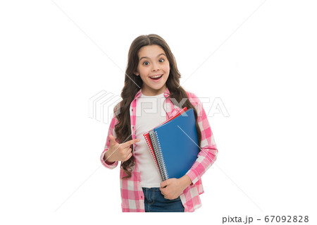 Time to study. Girl hold book white background. Time to study. Girl hold book white background. 67092828