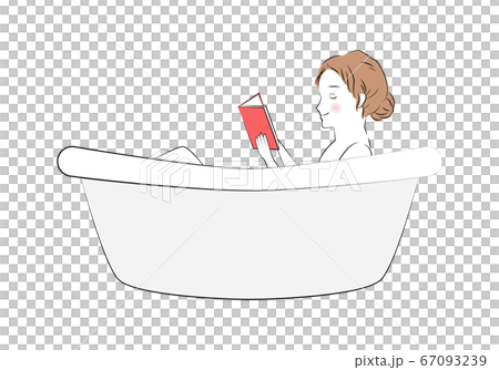 Illustration of a Woman Reading a Book While Soaking in a Bathtub Illustration of a Woman Reading a Book While Soaking in a Bathtub 67093239