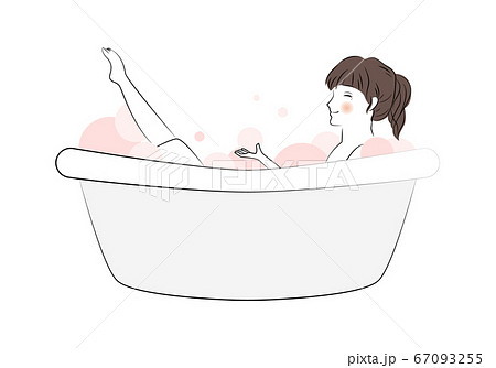 バブルバスに入っている女の子のイラストのイラスト素材