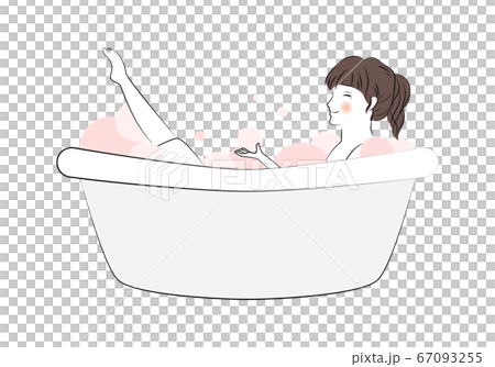 バブルバスに入っている女の子のイラストのイラスト素材