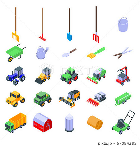 Farming equipment icons set, isometric style 67094285