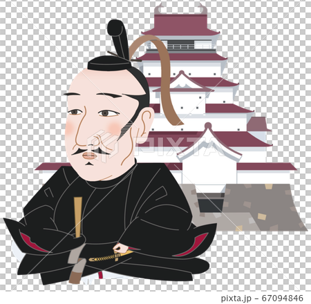 Tsuruga Castle And Gamo Ujisato Stock Illustration