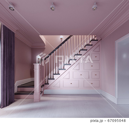 Hall corridor with stairs in the living room, 67095048