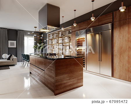 Luxurious kitchen modern style with wooden Luxurious kitchen modern style with wooden 67095472