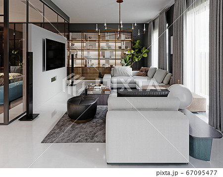 large living room with a large white corner sofa large living room with a large white corner sofa 67095477
