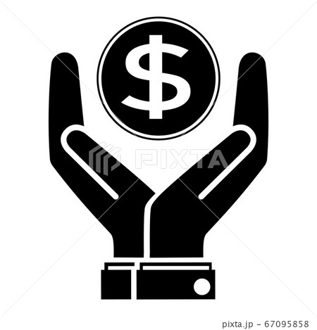 Hand holding a coin 67095858