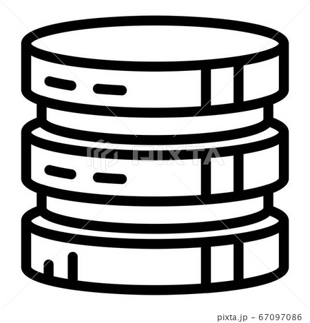 Round server tower icon, outline style 67097086