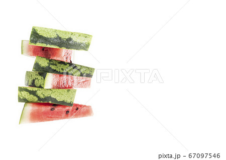 pile of watermelon slices isolated on white 67097546