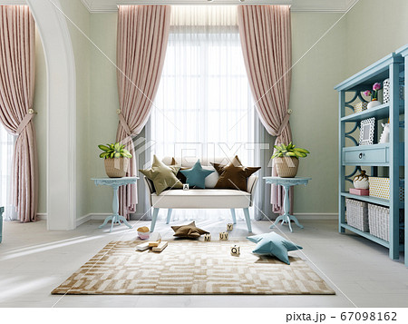 Play area in a childrens room with a sofa, side Play area in a childrens room with a sofa, side 67098162