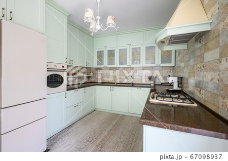 Modern white kitchen clean interior design 67098937