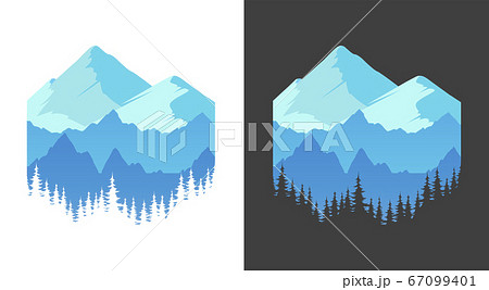 Emblem with Mountains, Vector banner for T-shirt 67099401