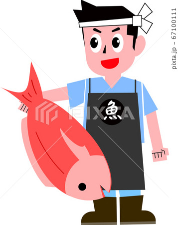 タイを持つ漁師 笑顔のイラスト素材