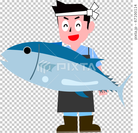 マグロをもつ魚屋　漁師　笑顔 67100114