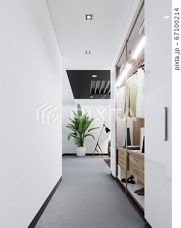 Hallway corridor with wardrobe in the apartment. 67100214