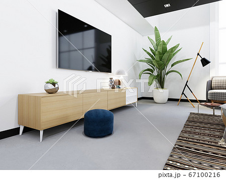 Fashionable tv unit with a wooden chest of drawers 67100216