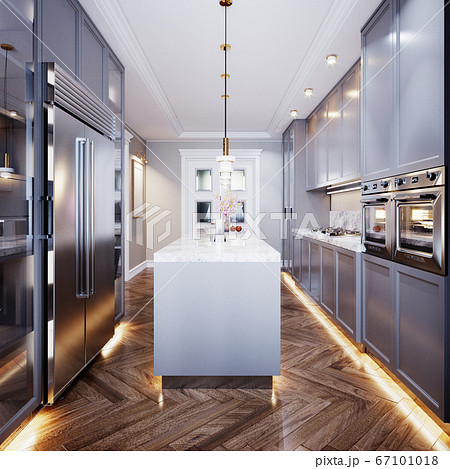 Fashionable modern kitchen with gray contemporary 67101018