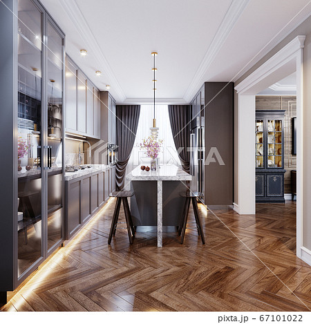 Fashionable modern kitchen with gray contemporary 67101022